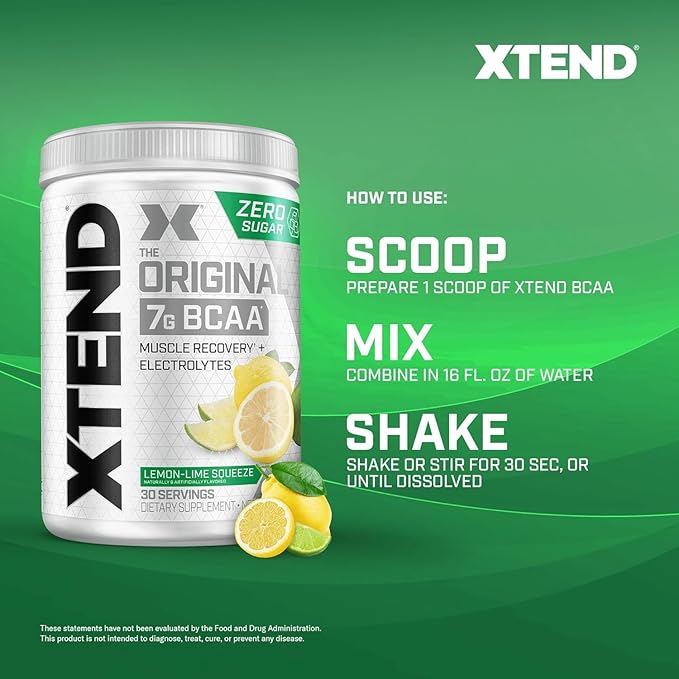 XTEND Original BCAA Powder 7g BCAA and 2.5g L-Glutamine, Sugar Free Post Workout Muscle Recovery Drink with Amino Acids for Men & Women, 30 Servings