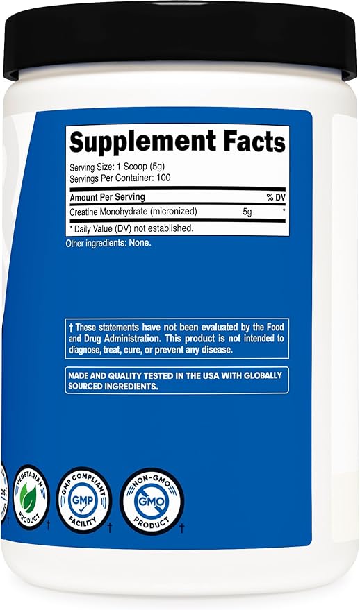 Nutricost Creatine Monohydrate Micronized Powder 500G 5000mg Per (5g) - 100 Servings, 17.637 Ounes