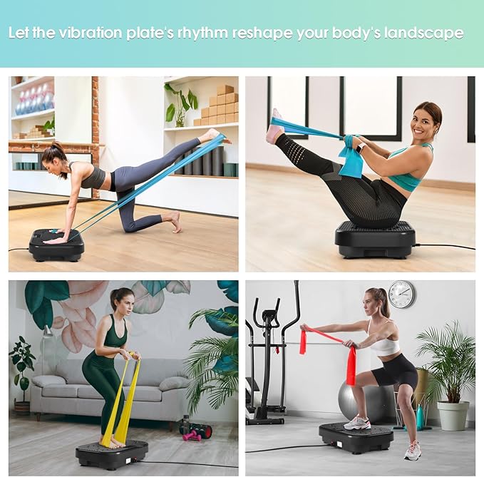 Vibration Plate Exercise Machine for Lymphatic Drainage,Softgym Power Vibrate Stand Shake Board 400 Lbs Capacity Whole Body Workout Waver with Fitness Resistance Bands Weight Loss Gifts for Women Men
