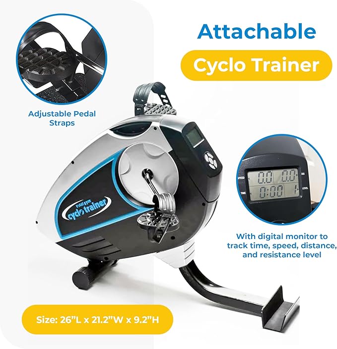 Total Gym Attachable Cyclo Supportive Trainer with Digital Monitor Progress Tracking Display for Home Workout Exercise Machines, Black