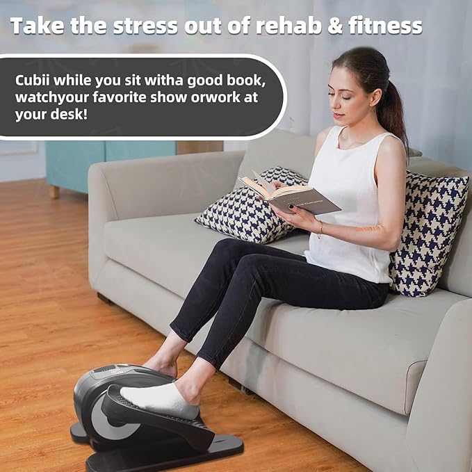 ESL Under Desk Elliptical - Portable Leg Exerciser for Seniors, Compact Seated Elliptical with Remote Control, LCD Display Electric Elliptical Trainers