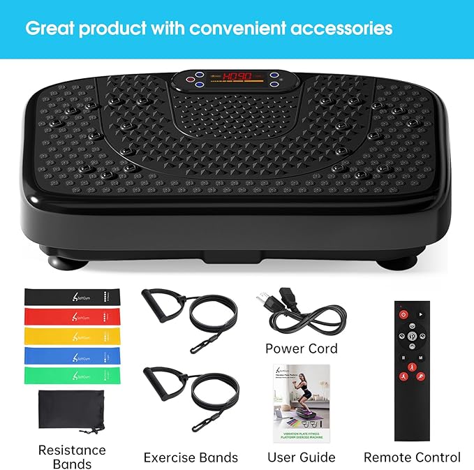Vibration Plate Exercise Machine for Lymphatic Drainage,Softgym Power Vibrate Stand Shake Board 400 Lbs Capacity Whole Body Workout Waver with Fitness Resistance Bands Weight Loss Gifts for Women Men