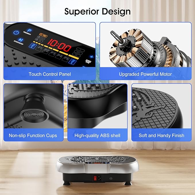 Vibration Plate Exercise Machine, 180 Speed Levels Vibration Plate for Lymphatic Drainage, Whole Body Workout Vibrating Fitness Platform, Effective for Weight Loss, Shaping, Toning & Wellness