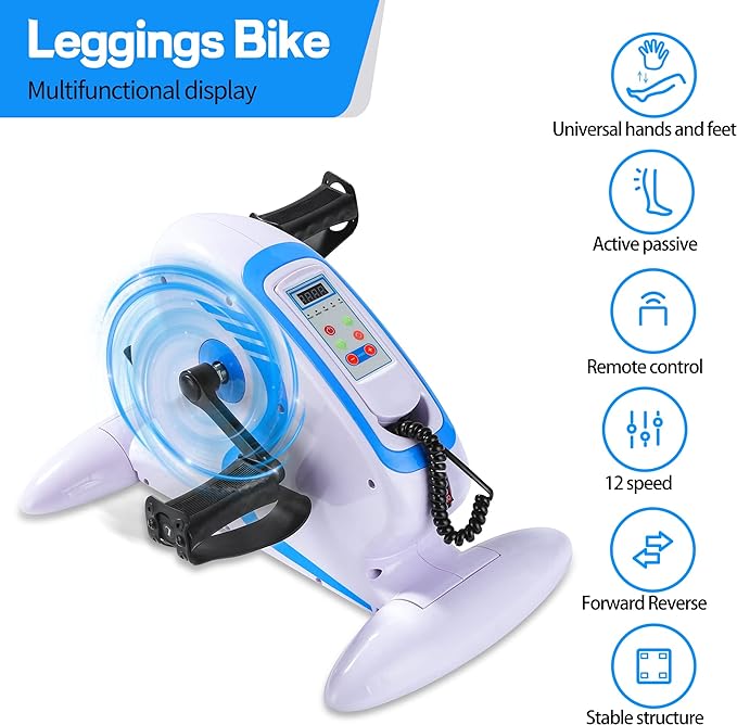 Motorized Pedal Exerciser, Electric Pedal Exerciser for Arm and Leg Low Impact Exercise Rehabilitation, No Resistance, Suitable for Seated Leg Exercise and Arm Exercise for Elderly People