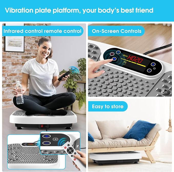 Vibration Plate Exercise Machine for Lymphatic Drainage,Softgym Power Vibrate Stand Shake Board 400 Lbs Capacity Whole Body Workout Waver with Fitness Resistance Bands Weight Loss Gifts for Women Men