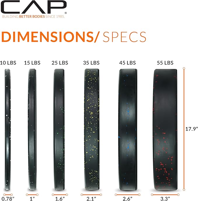 CAP Barbell 2-Inch Olympic Bumper Plate Weight Set 100-370 lbs