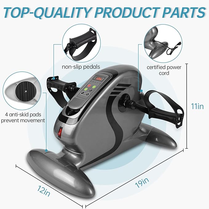 Motorized Pedal Exerciser, Electric Pedal Exerciser for Arm and Leg Low Impact Exercise Rehabilitation, No Resistance, Suitable for Seated Leg Exercise and Arm Exercise for Elderly People