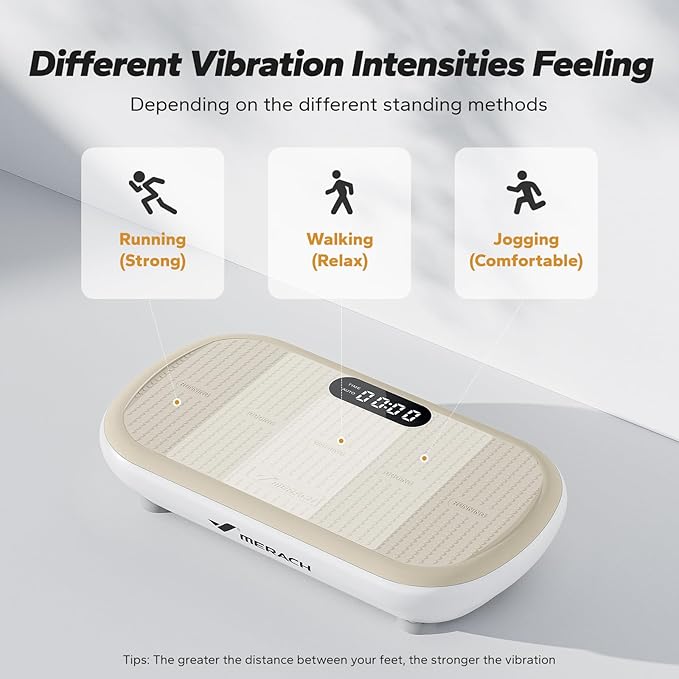 MERACH Vibration Plate Exercise Machine, Vibration Plate 440 Lbs Capacity, Bluetooth and Silicone Pedal, Stimulate Deep Fat, Vibration Plate for Lymphatic Drainage, Vibrating for Weight Loss