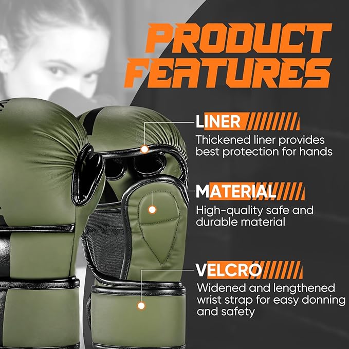 MMA Gloves Open Palm Sparring & Grappling Mitts,Martial Arts for Men & Women,Combat Sports,MMA, Boxing, Muay Thai, Kickboxing