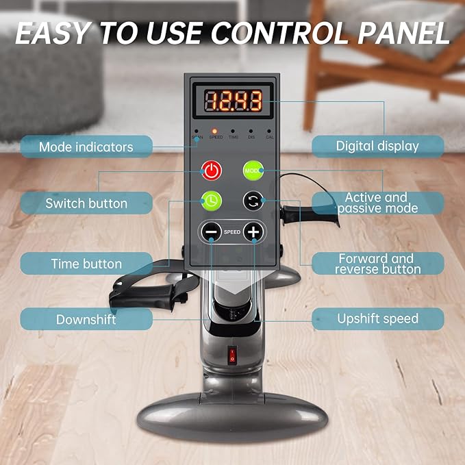 Motorized Pedal Exerciser, Electric Pedal Exerciser for Arm and Leg Low Impact Exercise Rehabilitation, No Resistance, Suitable for Seated Leg Exercise and Arm Exercise for Elderly People