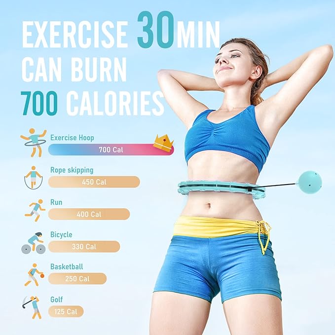 Weighted Hula Circle Hoops for Adults Weight Loss 47 Inch, 24 Detachable