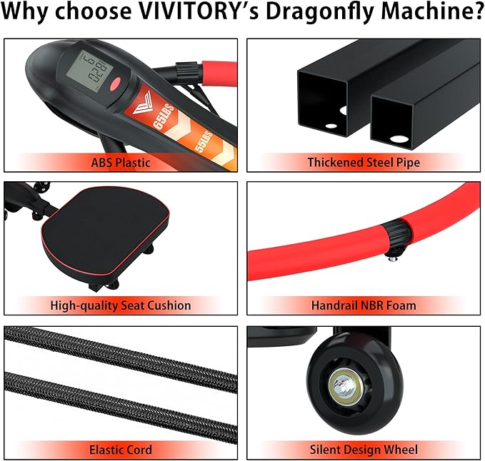 VIVITORY 4-in-1 Multi-Functional Rowing Machine AB Workout Machine, Core & Abdominal Trainers, Adjustable Dragonfly Machine, Strength Training Full Body Workout, Home Gym Fitness Equipment
