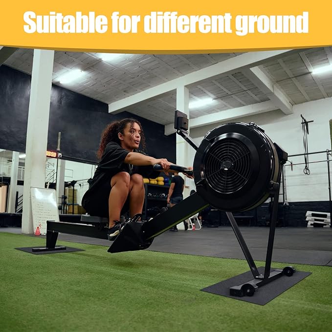 2 Pieces Rower Mat Compatible with Model D Concept 2 Rowing Machine Anti Slip and High Density Thick Floor Mat for Home Gym Foam, Black