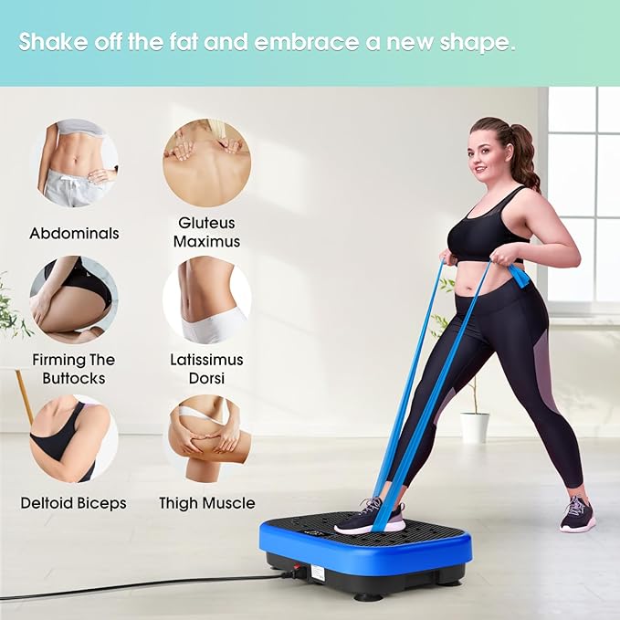 Vibration Plate Exercise Machine for Lymphatic Drainage,Softgym Power Vibrate Stand Shake Board 400 Lbs Capacity Whole Body Workout Waver with Fitness Resistance Bands Weight Loss Gifts for Women Men