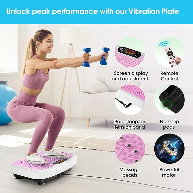 Vibration Plate Exercise Machine for Lymphatic Drainage,Softgym Power Vibrate Stand Shake Board 400 Lbs Capacity Whole Body Workout Waver with Fitness Resistance Bands Weight Loss Gifts for Women Men