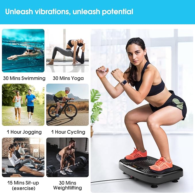 Vibration Plate Exercise Machine for Lymphatic Drainage,Softgym Power Vibrate Stand Shake Board 400 Lbs Capacity Whole Body Workout Waver with Fitness Resistance Bands Weight Loss Gifts for Women Men