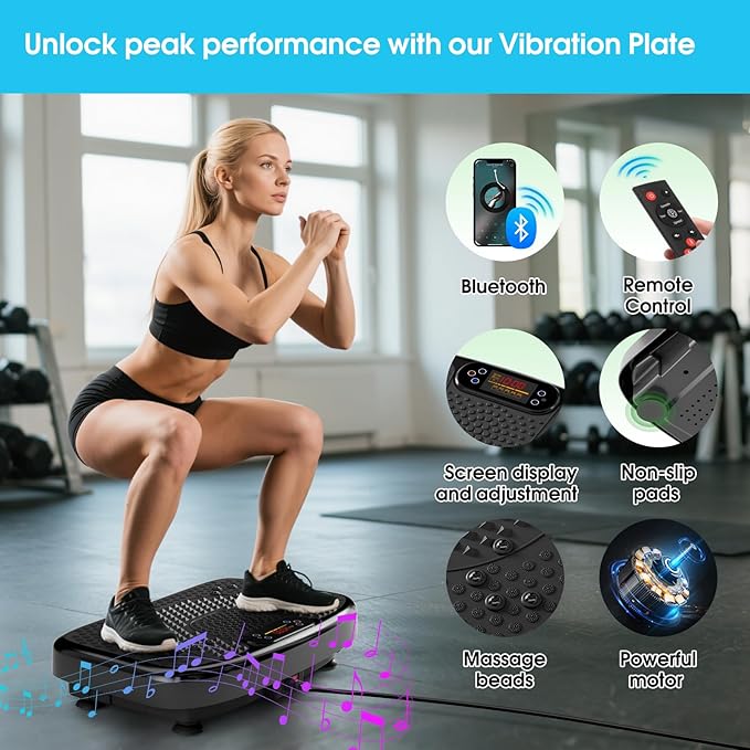 Vibration Plate Exercise Machine for Lymphatic Drainage,Softgym Power Vibrate Stand Shake Board 400 Lbs Capacity Whole Body Workout Waver with Fitness Resistance Bands Weight Loss Gifts for Women Men