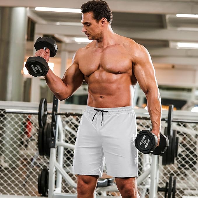 COOFANDY Men's 2 Pack Gym Workout Shorts 7 Inch Quick Dry Athletic Shorts Lightweight Running Shorts with Pockets