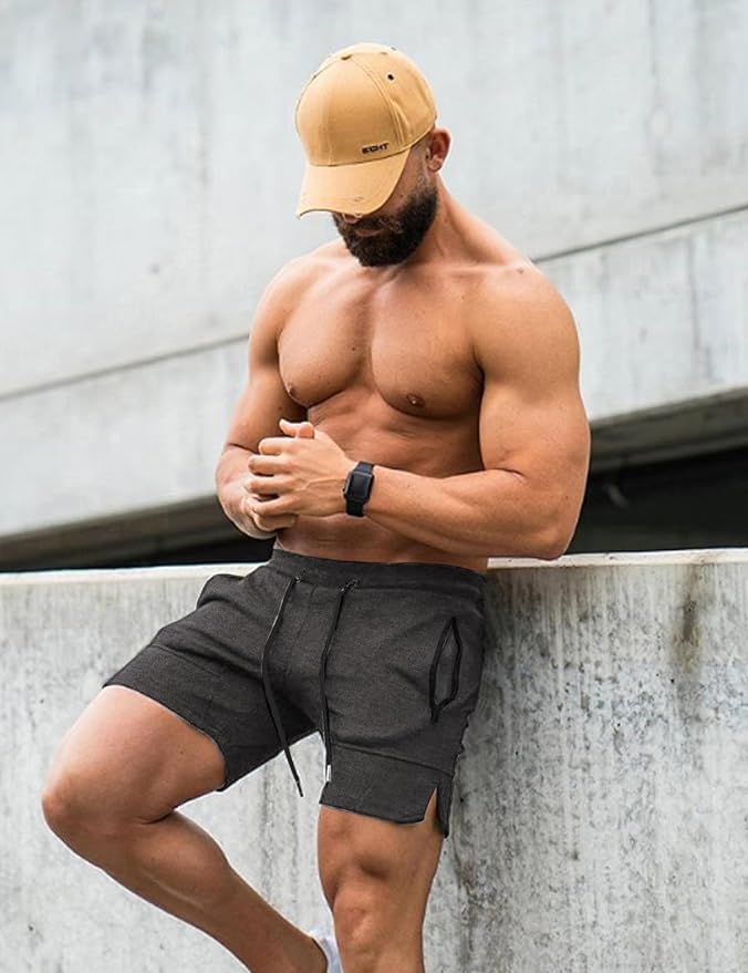 COOFANDY Men's Gym Workout Shorts Athletic Training Shorts Fitted Weightlifting Bodybuilding Shorts with Zipper Pockets