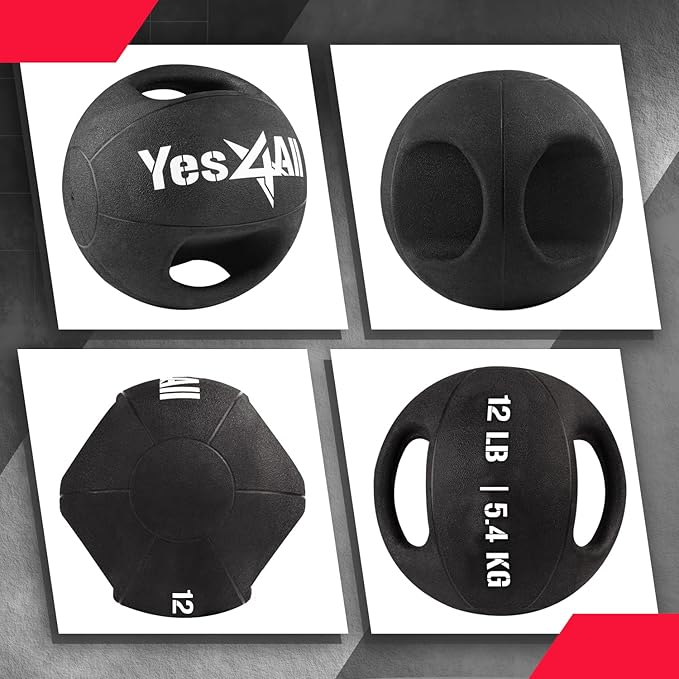 Yes4All Medicine Ball Dual Grip/Exercise Weighted Ball