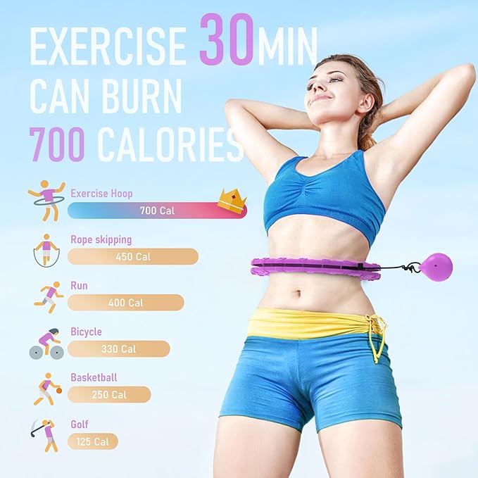 Weighted Hula Circle Hoops for Adults Weight Loss 47 Inch, 24 Detachable