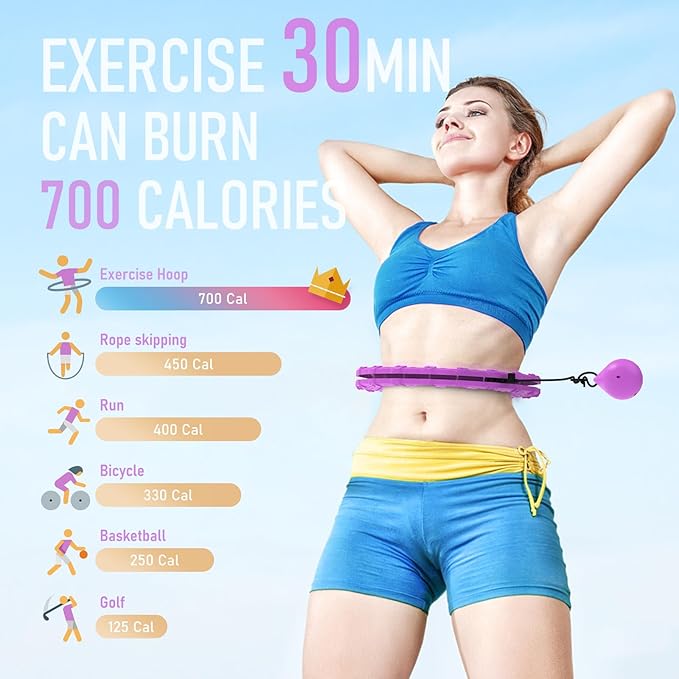 Weighted Hula Circle Hoops for Adults Weight Loss 47 Inch, 24 Detachable