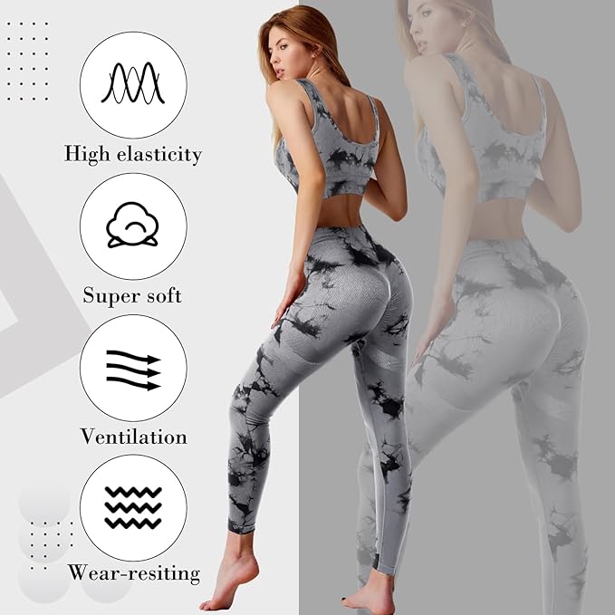 4 Pcs Women's Workout Sets Pilates Exercise Outfit Ribbed Scoop Neck Sports Bra Shorts Leggings Gym Clothes Set