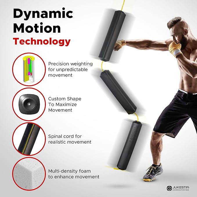 Jukestirยฎ Punching Bag with Dynamic Motion, Better Footwork Than Double End Bag, Speed Bags for Boxing, More Agility Than Heavy Bag, Reflex Bag Boxing, Great MMA Workout at Home, Used by Pros