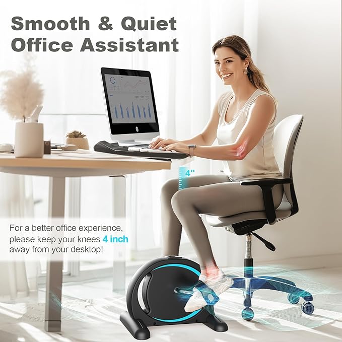 FEIERDUN Mini Exercise Bike, Under Desk Bike Pedal Exerciser for Arm/Leg Exercise