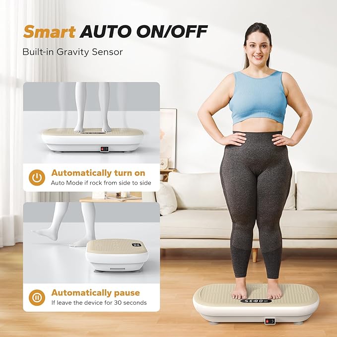 MERACH Vibration Plate Exercise Machine, Vibration Plate 440 Lbs Capacity, Bluetooth and Silicone Pedal, Stimulate Deep Fat, Vibration Plate for Lymphatic Drainage, Vibrating for Weight Loss