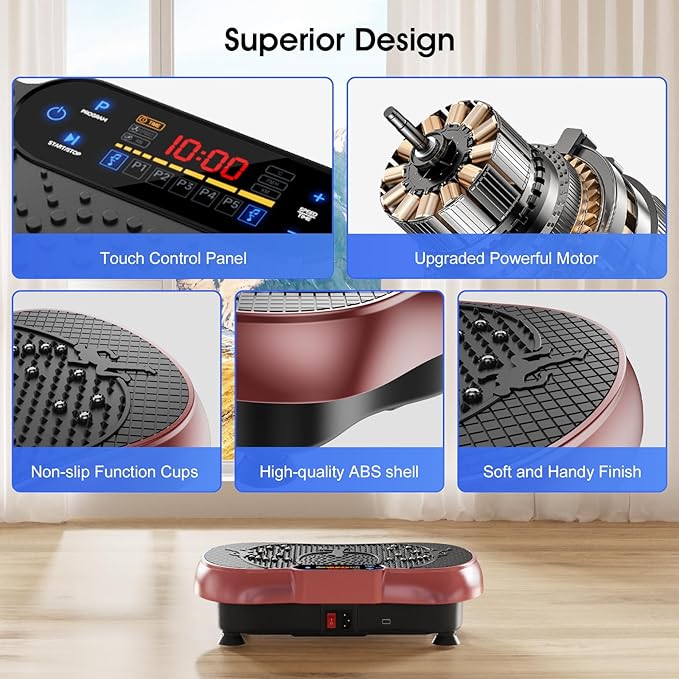 Vibration Plate Exercise Machine, 180 Speed Levels Vibration Plate for Lymphatic Drainage, Whole Body Workout Vibrating Fitness Platform, Effective for Weight Loss, Shaping, Toning & Wellness