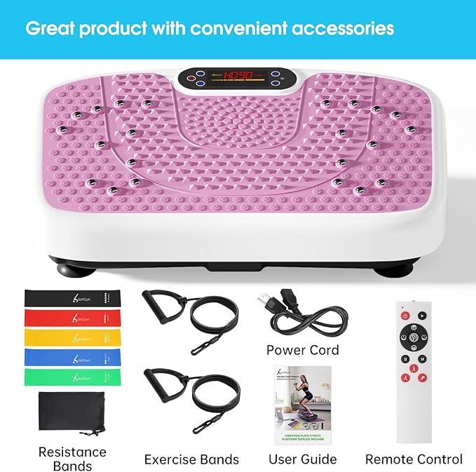 Vibration Plate Exercise Machine for Lymphatic Drainage,Softgym Power Vibrate Stand Shake Board 400 Lbs Capacity Whole Body Workout Waver with Fitness Resistance Bands Weight Loss Gifts for Women Men