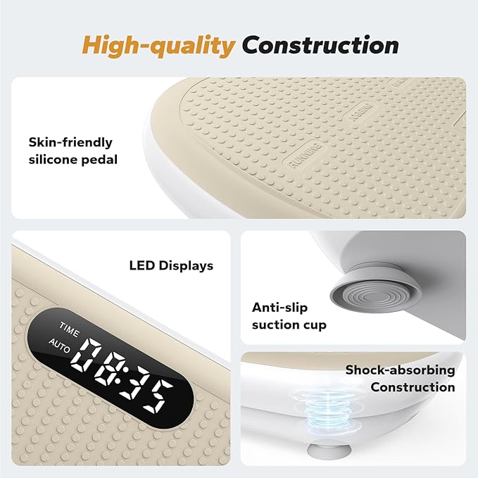 MERACH Vibration Plate Exercise Machine, Vibration Plate 440 Lbs Capacity, Bluetooth and Silicone Pedal, Stimulate Deep Fat, Vibration Plate for Lymphatic Drainage, Vibrating for Weight Loss