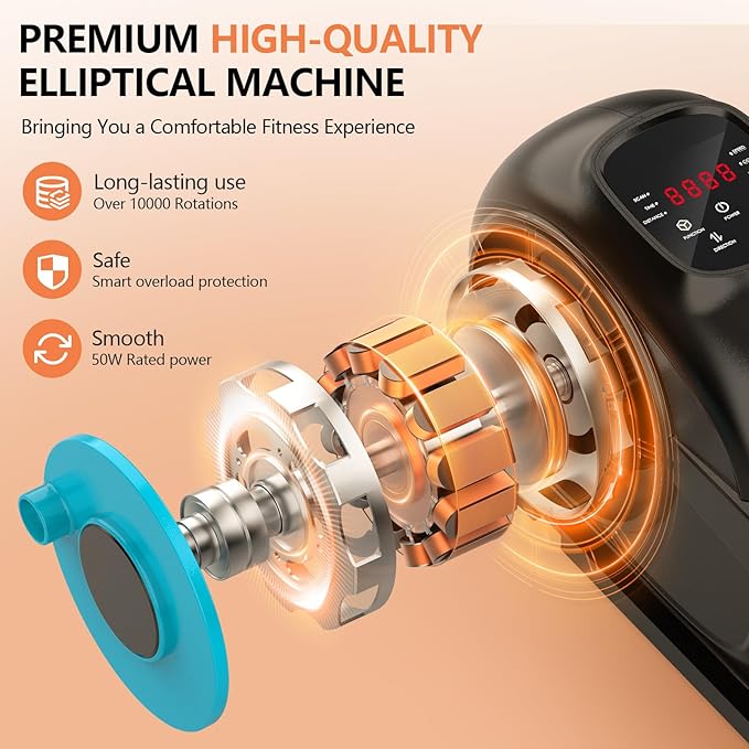 Under Desk Elliptical Electric – Seated Leg Exerciser for Seniors, Fully Assembled Pedal Machine with Remote Control, Free Footstraps & 10 Adjustable Speeds