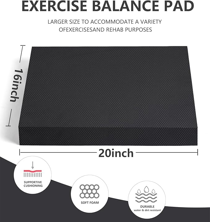 nuveti Large Balance Pad - TPE Non-Slip Mat Exercise(20''x16''x2.4'')