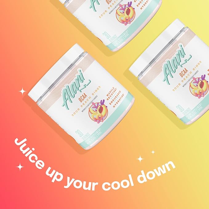 Alani Nu BCAA Sour Peach Ring | Branch Chain Essential Amino Acids | 2:1:1 Formula | Supplement Powder | Muscle Recovery Vitamins for Post-Workout | 30 Servings
