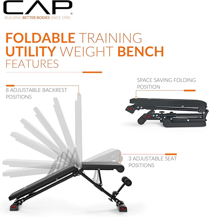 CAP Barbell Multi-Purpose Adjustable Utility Strength Training Weight Bench