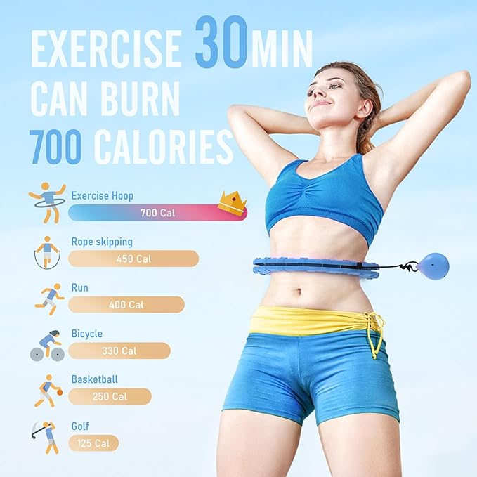 Weighted Hula Circle Hoops for Adults Weight Loss 47 Inch, 24 Detachable