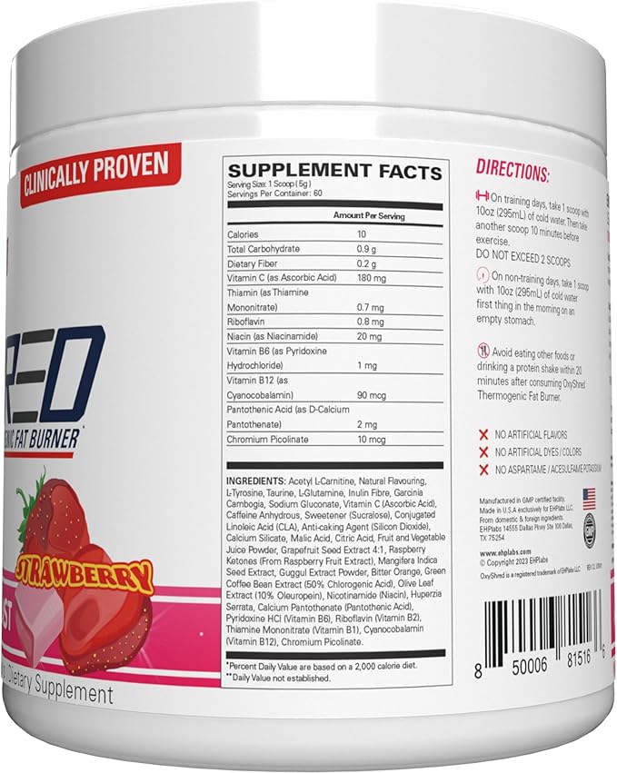 EHP Labs OxyShred Pre Workout Powder - Preworkout 60 Servings