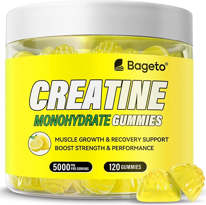 Creatine Monohydrate Gummies 5g for Men Women,Sugar Free Chewables Creatine Pre-Workout for Muscle Strength, Lemon Flavor, 120 Count