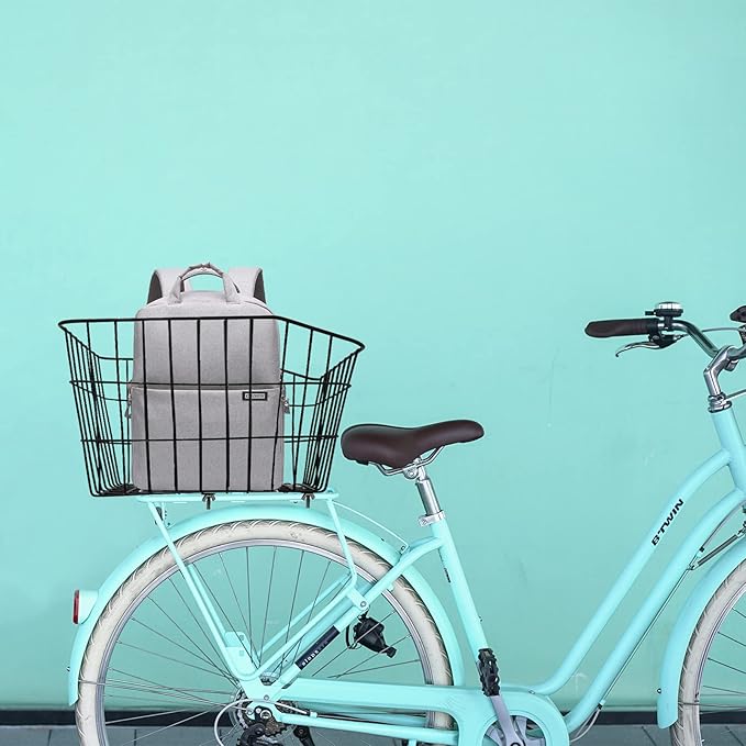 RAYMACE Rear Bike Basket with Waterproof Cover,Bicycle Cargo Rack Storage Basket Mount for Back Under Seat