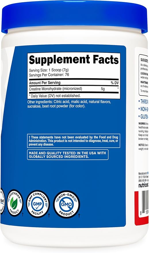 Nutricost Creatine Monohydrate Powder (Fruit Punch 500 Gram)