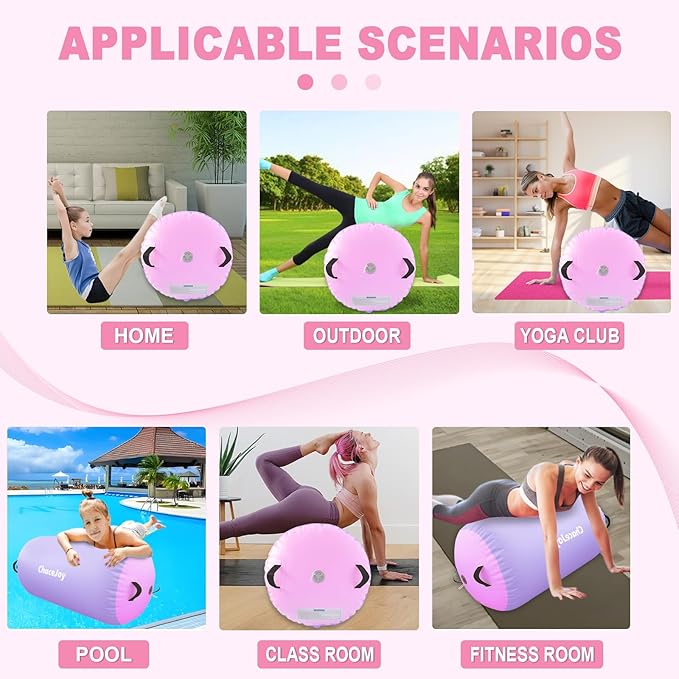 Gymnastics Air Barrel Inflatable Tumbling Roller for Cheerleading and Gymnastics Home Training Perfect for Back Handspring Practice Tumbling Drills Air Roller for Kids and Adults Includes Repair Kit