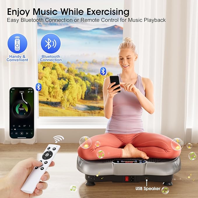 Vibration Plate Exercise Machine, 180 Speed Levels Vibration Plate for Lymphatic Drainage, Whole Body Workout Vibrating Fitness Platform, Effective for Weight Loss, Shaping, Toning & Wellness