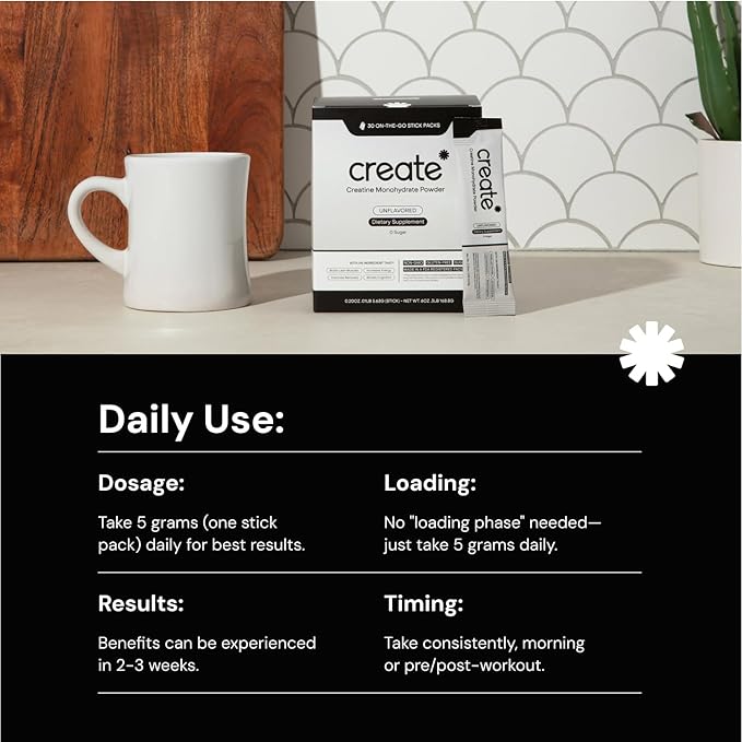 Create Single Serve Creatine Monohydrate Powder – 5g 30 Packets