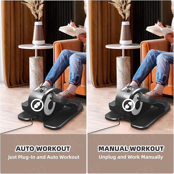 ESL Under Desk Elliptical - Portable Leg Exerciser for Seniors, Compact Seated Elliptical with Remote Control, LCD Display Electric Elliptical Trainers