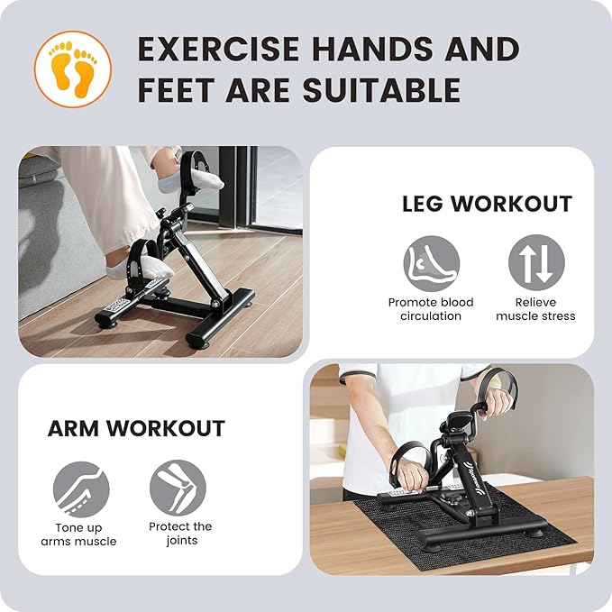 Sportneer Portable Under Desk Pedal Exerciser Low Resistance Exercise Bike Folding Indoor Exercise Pedal Machine Bike for Arm & Leg Under Desk Bike Leg Exercisers While Sitting for Home Office