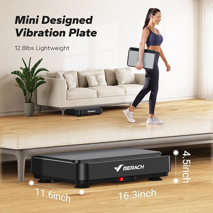 MERACH Vibration Plate Exercise Machine, Mini Vibrating Plate Machine for Women Men, Full Body Vibration Platform, Exercise Equipment for Home