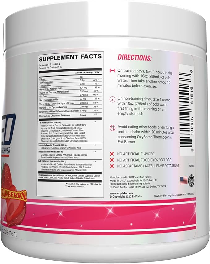EHP Labs OxyShred Pre Workout Powder - Preworkout 60 Servings