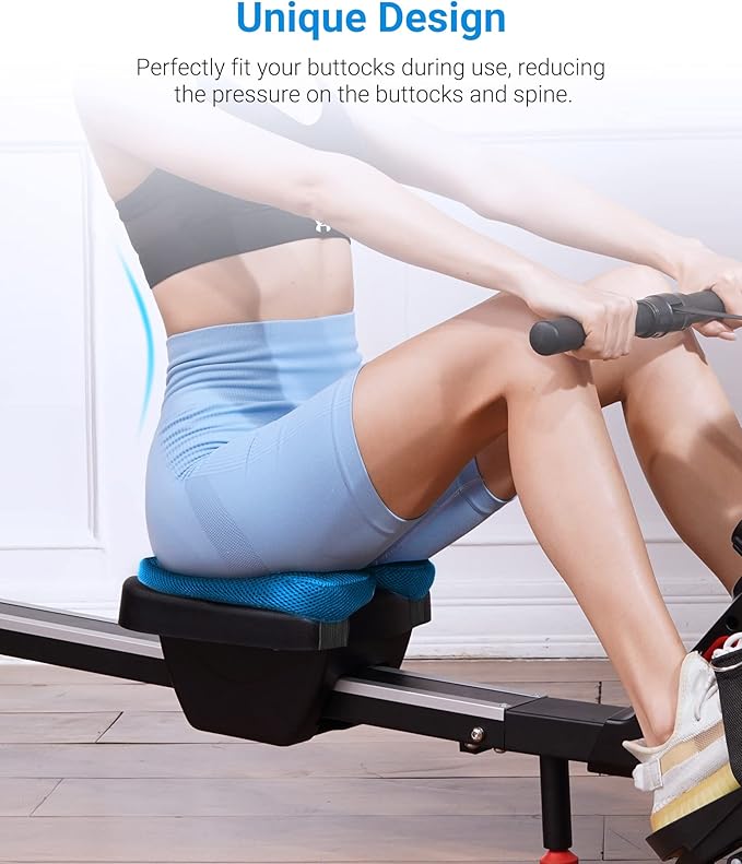 Rowing Machine& seat cusshion, Magnetic Rower Machine with Dual Slide Rail, 16 Levels of Electromagnetic Resistance, Max 350lb Weight Capacity, Rowing Machines for Home Use